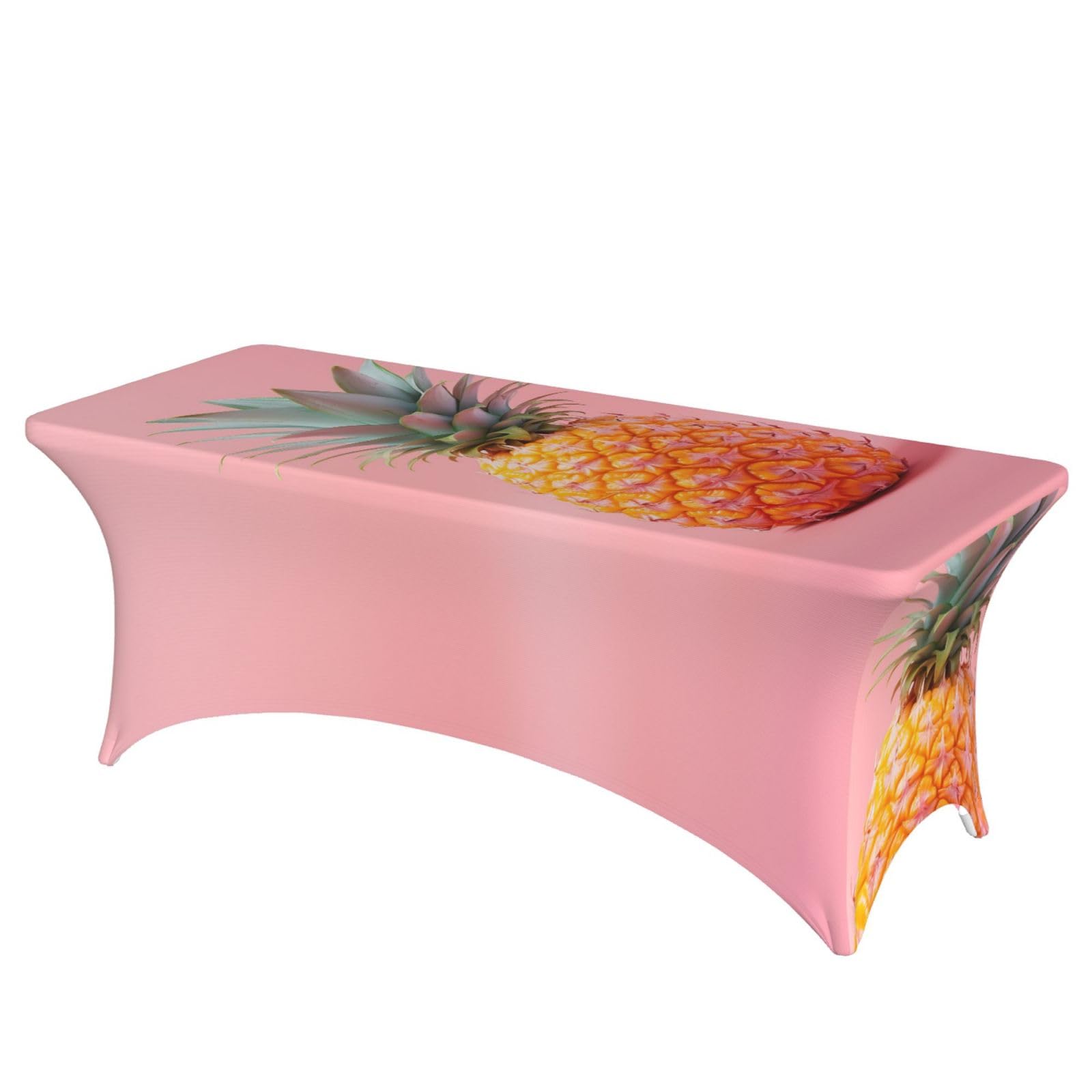 QMKFWT A Pineapple Decorative Tablecloth Protector for Wedding, Banquet & Parties6FT Spandex Rectangle Tablecloths, Stretch Washable Table Cloth Wrinkle Free Patio Table Cover