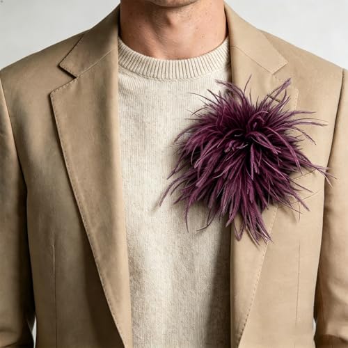 Image of CSIYANJRY99 Dainty Feather & Rose Flower Large Brooch Lapel Pins Delicate Elegant Handmade Flower Brooches Pin Classic for Wedding Party Dance Banquet for Women Dress Suit Ceremony Clothes Accessories Jewelry Valentine's Day Gifts