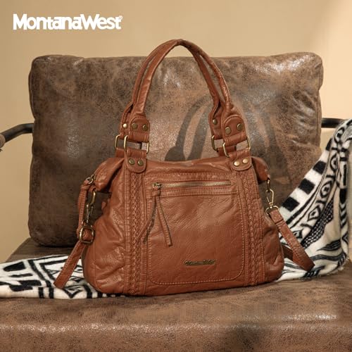 Image of Y2K Purses Hobo Bags for Women Roomy Washed Leather Handbags with Crossbody Strap