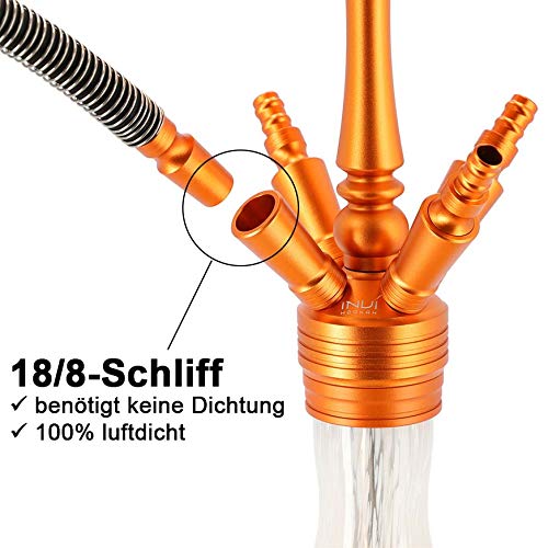 INVI® Reflexion Shisha Aluminium 57 cm I Wasserpfeife Komplettset mit Kaminkopf-Set I Silikonschlauch mit Alumundstück I… – Bild 4