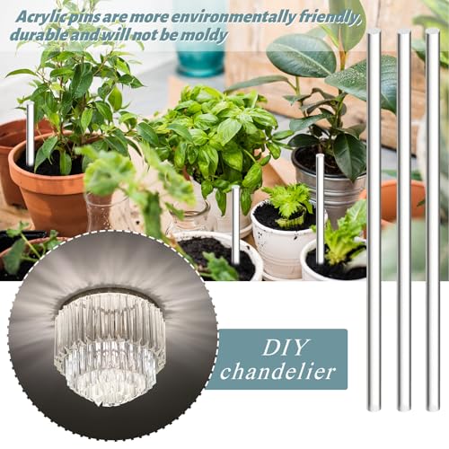 Image of Zopeal 30 Pcs 12 inch Clear Acrylic Dowel Rod for Craft,0.39'' /10mm Diameter | Round Stick for Plant Stake, Photo Booth Prop, Clear Plastic Strips for Cake Topper, DIY Craft for Floral, Handwork Supply