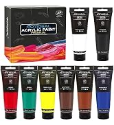 GOTIDEAL Craft Acrylic Paint Set,8 Primary Colors（(120ml,4 oz) Rich Pigments Non-Toxic Washable, ...