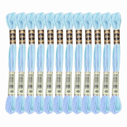 Image of PATIKIL 12 Skeins Embroidery Floss, Polyester Embroidery Threads Bracelets String for Cross-Stitch Hand Embroidery, Sky Blue