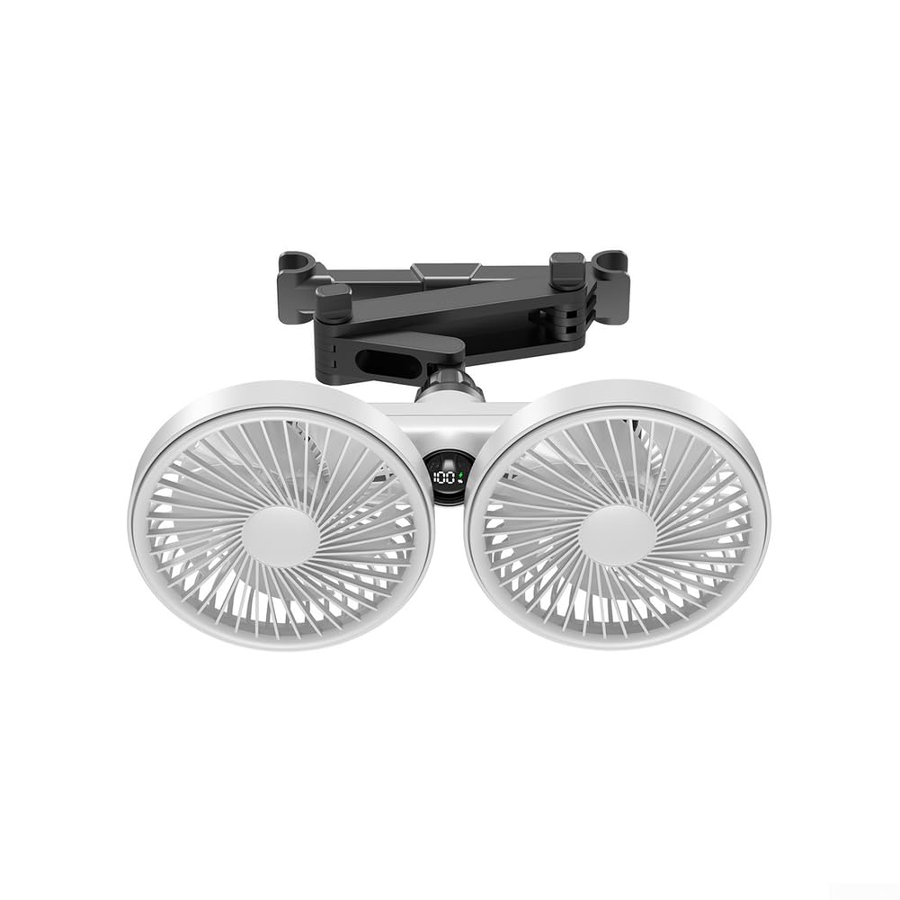 Double ventilateur de voiture orientable 360 USB blanc multi-vitesses arrière