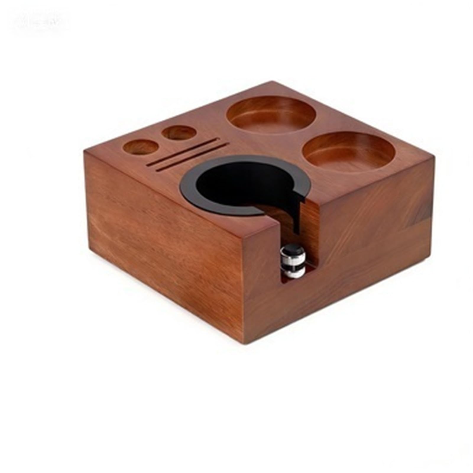 Compatible avec le support de doseur à expresso IKAPE, base de station de dosage de café en noyer naturel 7 en 1, convient aux porte-filtres de 51/54/58 mm, support de tapis de tamponnage à expresso