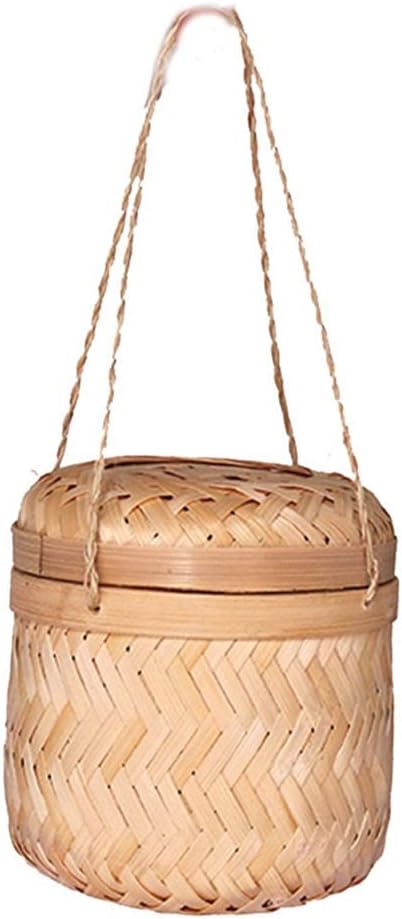 Handmade Straw Woven Storage Basket with Lid Tea-Leaves Snack Rattan Organizer Storage Baskets Needed,12 x 12cm,12 x 12cm