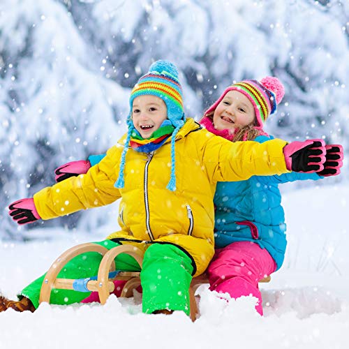 Boao Kids Snow Ski Gloves Winter Waterproof Warm Snowboard Mittens For Girl And Boy (Rose Red, 3-6 Years) #TOP5
