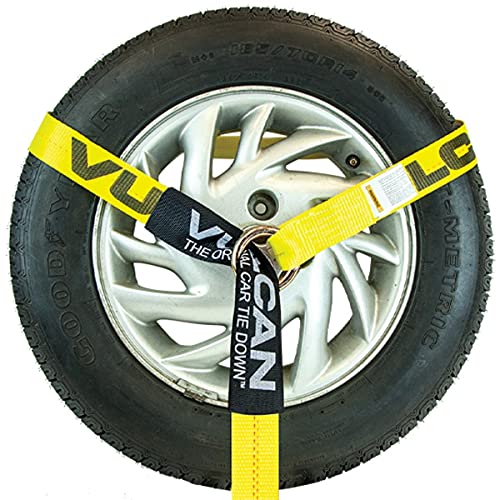 VULCAN Car Tie Down with Chain Anchors Lasso Style 2 Inch x 96 Inch