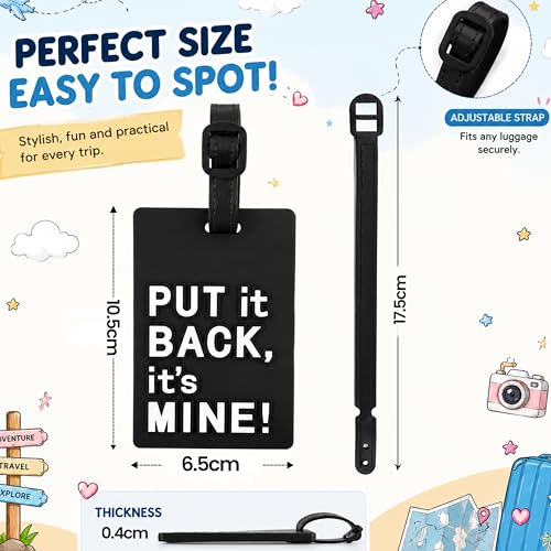 Image of Storite 2 Pk PVC Luggage /Bag /Travel ID Label Tags (Black) | for Suitcase & School Bags Identifier Name Address Label with Plastic Strap