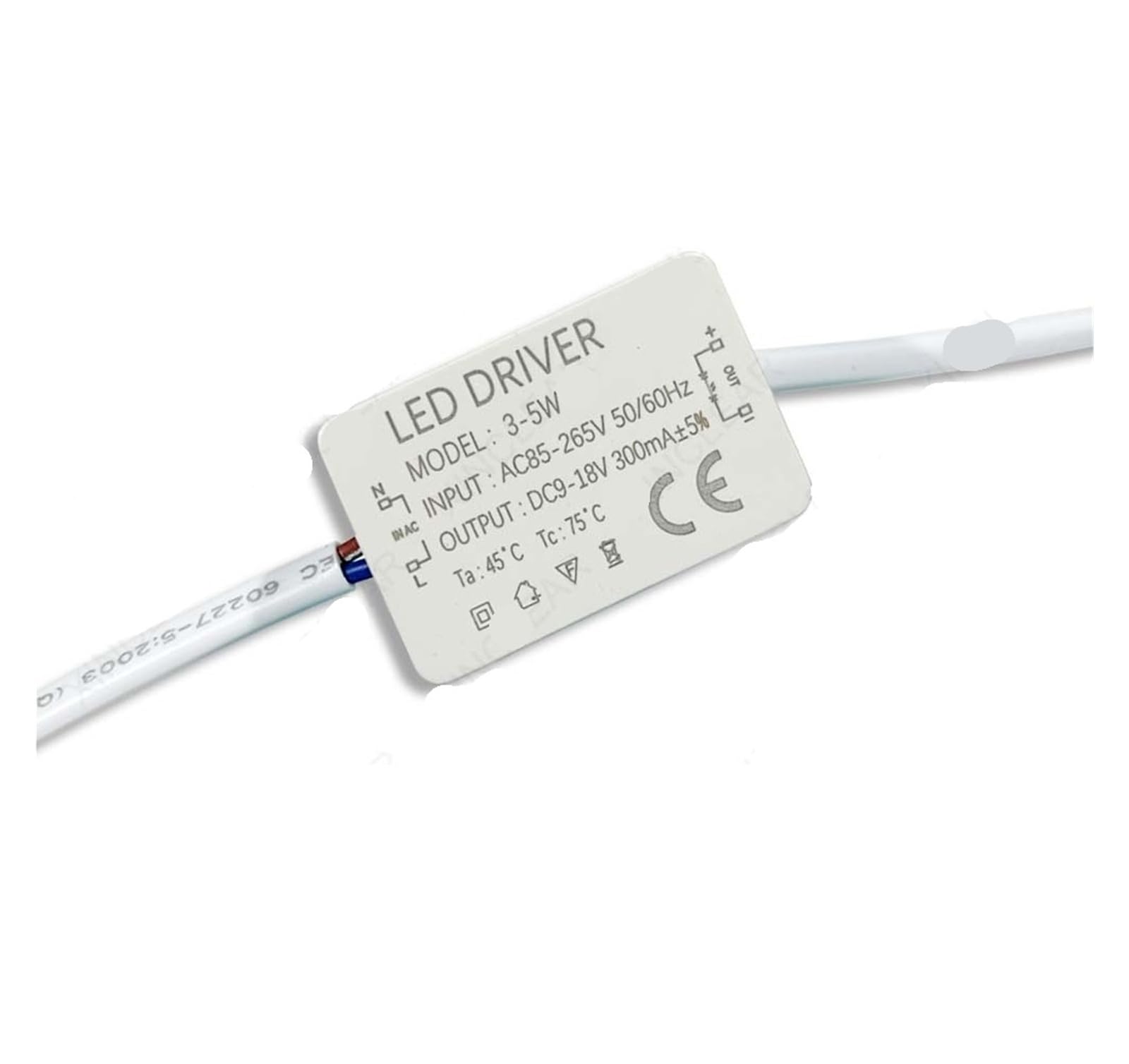 PWANUIGTE LED Driver 3-5W 4-7W 8-12W 12-18W 18-25W 25-36W Power Supply 300mA 600MA 900MA Constant Current Transformer(3-5W-PC)
