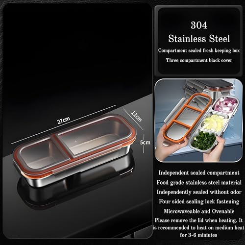 Image of Motka Premium 700 ml 2-Compartment Bento Lunch Box | Stainless Steel Slim Compact Tiffin | Leak-Proof Food Container| BPA & Odour-Free| Ideal for Office, Travel & School (Natural-Black Lid)