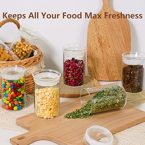 ZENS Airtight Glass Jar Container,15 Fluid Ounce Clear Glass Canister with Lid, Food Storage Jars for Kitchen Spice or Loose Tea,450ml - Thumbnail 2
