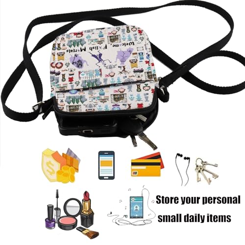 PXTIDY Halloween Haunted Horror Mansion Roles Crossbody Bag Welcome Mortals Foolish Crossbody Purse Ghosts Inspired Gifts3