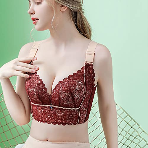 Soutien-gorge non doublé grande taille 75E en dentelle noire WENJUN - 5