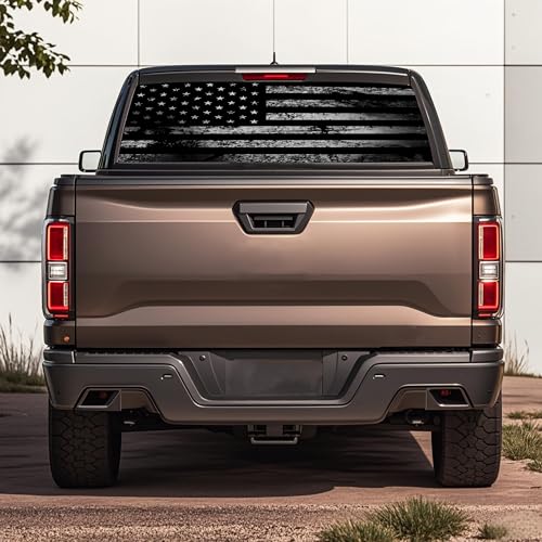 Image of Rear Window Decals for Trucks - 65x17.3 in Back Window American Flag Decals Fit Most Pickup Trucks SUV, Vinyl Back Window Decal Truck Rear Window Graphics for Personalized