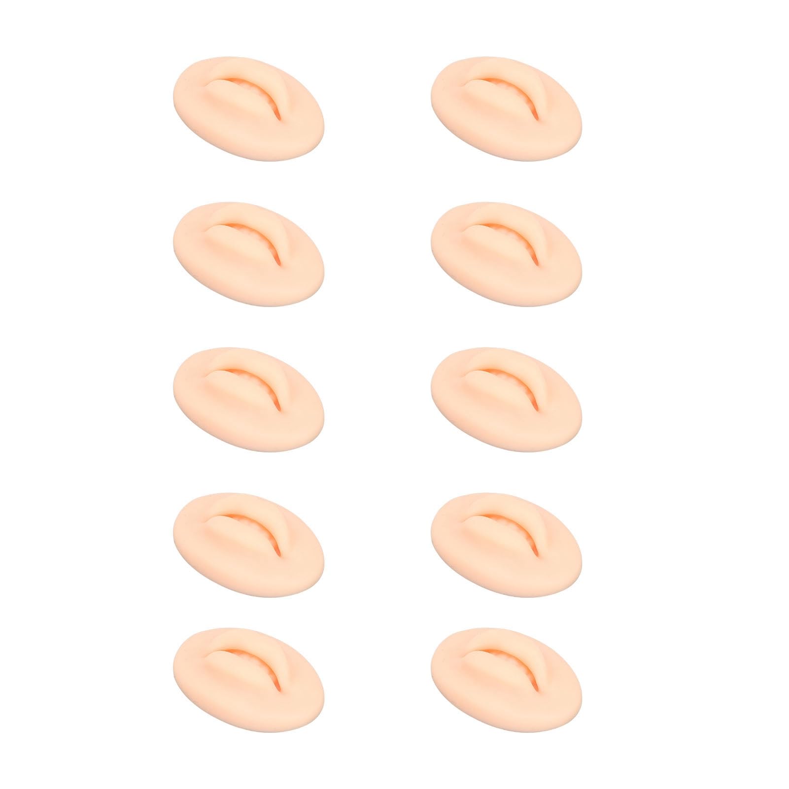 Bamjour Silicone Lips, 10PCS 3D Open Mouth Fake Lips Blush Practice Silicone for Teaching Training (Light Skin Tone)