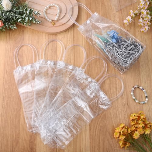 Bolsas reutilizables de PVC transparente asas botón resistente para cumpleaños 5