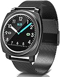 【Gran Compatibilidad y Larga Duración 】 Smartwatch compatible con con Android 4.4 y iOS 8.0 o superior,  descargue la APP "H band" de seguimiento escaneando el código QR incluido en el manual, Después de cargar 1-2 horas completas, puede durar 3-5 días.