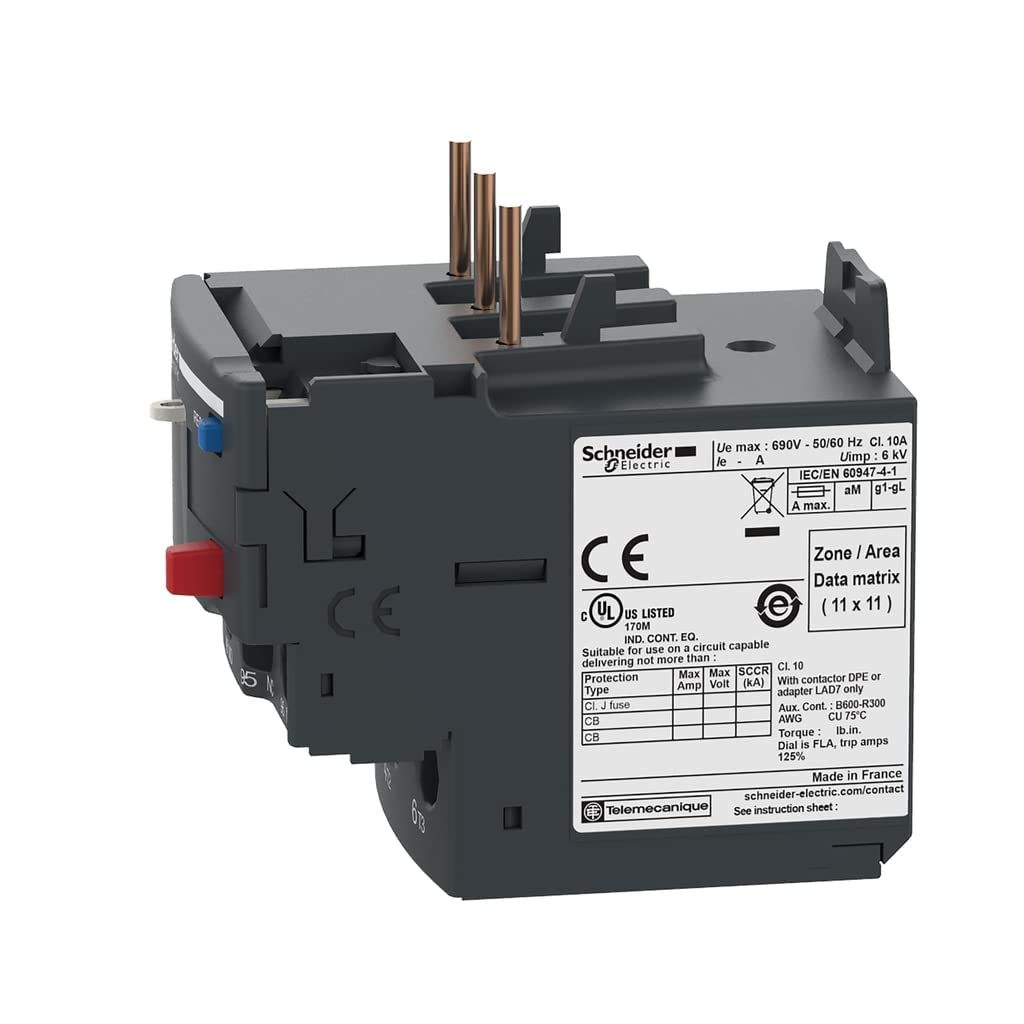 Schneider Electric DPER10 Easy TeSys Thermal Overload Relay with Manual/Automatic Reset, Screw Clamp Terminals | Used with Air Conditioner, Heat Pump, HVAC, AC Compressor and More, 4-6Amps