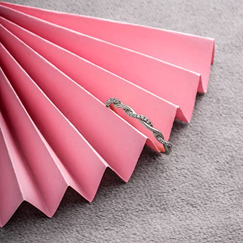 Cali Trove, 1/20cttw Diamond Stackable Ring for Women in 10K Rose Gold, Women's Twist Anniversary Band, Mother's Day Gifts, Rose Gold Stacking Anniversary Ring with Diamond Accent 52