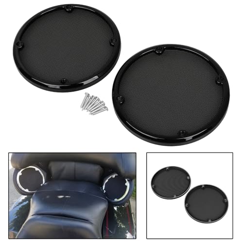 Image of Rear Speaker Grill Mesh Cover For Harley Road Glide Electra Glide Tri Glide Ultra Limited 2014-2023,Black Mesh+Black Trim