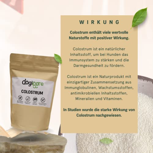 dogicare Colostrum Hund & Katze - 100% reines Colostrum Pulver - Kolostrum Extrakt unterstützt Abwehrkräfte & Magen-Darm-Trakt - Immunglobuline, Mineralien, Vitamine für Hunde & Katzen
