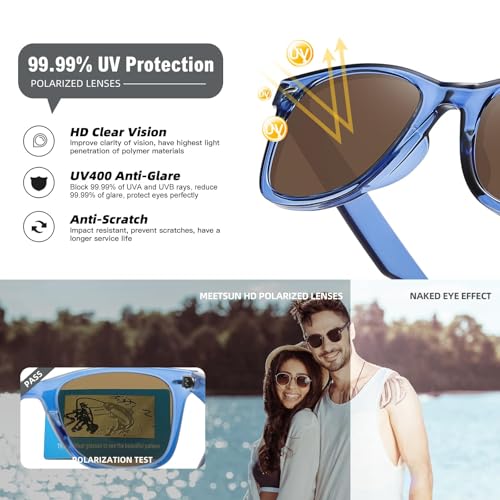 Image of MEETSUN Polarized Sunglasses for Women Men Classic Retro Square Frame Driving Sun Glasses UV Protection
