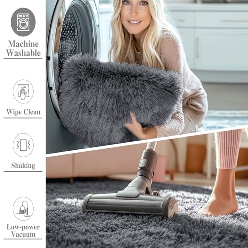 Tapis de passage shaggy pour habiller un couloir ou un salon contemporain gris