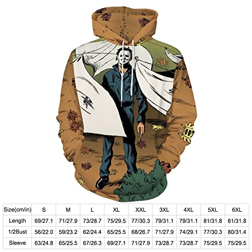 ZHANGXM Fashion All-Print Pullover Halloween Michael Myers 3D Printing Hoodie Sweatshirts Adult Men and Womens Casual Streetwear 4XL2