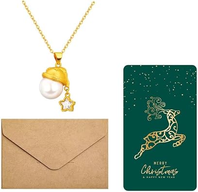 Christmas Necklace Set for Women, Gold Santa Hat Snowflake Jingle Bell & Xmas Tree Pendant Jewelry, Dainty Holiday Gift for Thanksgiving Christmas Party