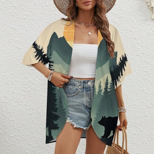 2025 Women's Elegant Cardigan Open-Front Short Sleeve Beach Cover Ups2