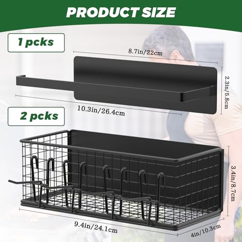 Image of 2 Set Magnetic Storage Bins with Paper Towel Holder for Traeger Grills, Suit for Traeger Ironwood 885, Pro Series 34, Pro Series 22, Pro D2 575, Pro 780, Ironwood 650, Pit boss