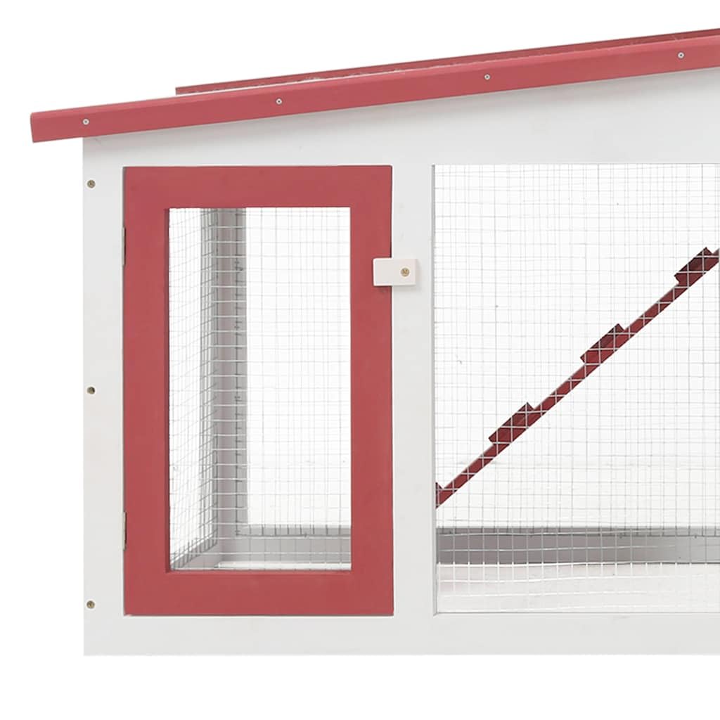 Jaula grande para conejos, color rojo y blanco, 201 x 45 x 85 cm, de madera