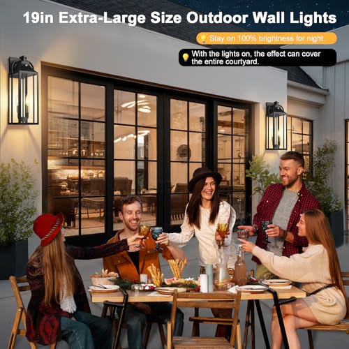 Image of 2-Light Exterior Lighting Fixtures, 2 Pack Large Dusk to Dawn Outdoor Lights, 19 inch Waterproof Anti-Rust Aluminum Wall Scones, Outside Lights for House, Outdoor Wall Light for Porch, Garage
