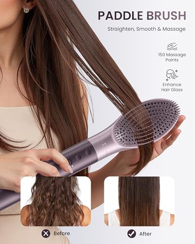 Image of MESCOMB Dual Voltage Hair Dryer Brush for Travel - 5 in 1 Air Styler with High-Speed Blow Dryer, Anti-Frizz, Compact Design with Travel Bag, Ideal for Europe & Worldwide Use (100V-240V) Gift for Women