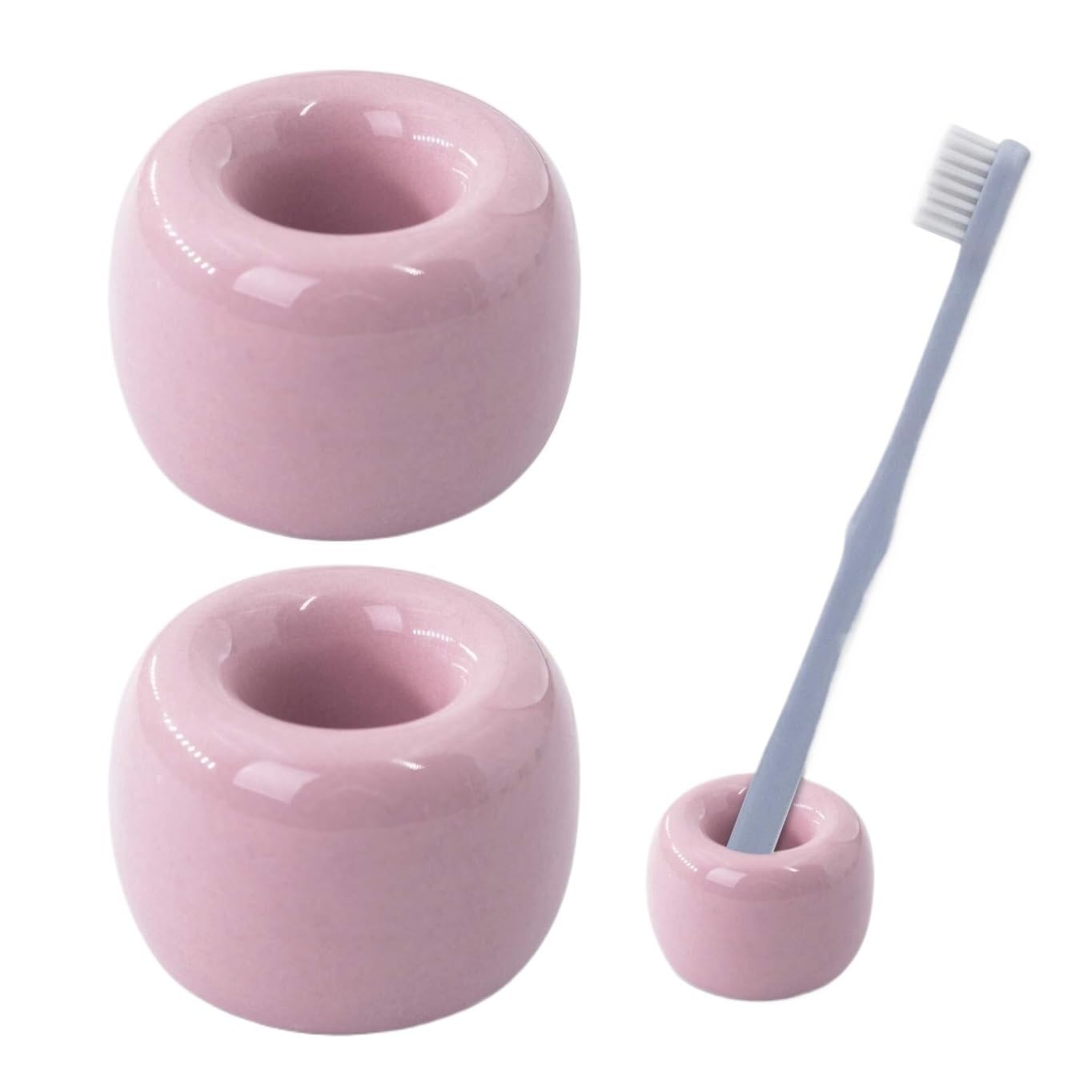 Bagno Porta Portaspazzolino in Ceramica for Supporto for Spazzolino da Appoggio for Organizer Bagno Spazzolino Accessori(Pink)