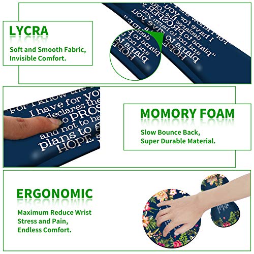 Ergonomic Keyboard Wrist Rests Gel Memory Foam Mouse Pad With Round Mousepad + Coasters, Wrist Support Set With Non Slip Base For Gaming Laptop Easy Typing & Pain Relief, Inspirational Quotes #TOP2