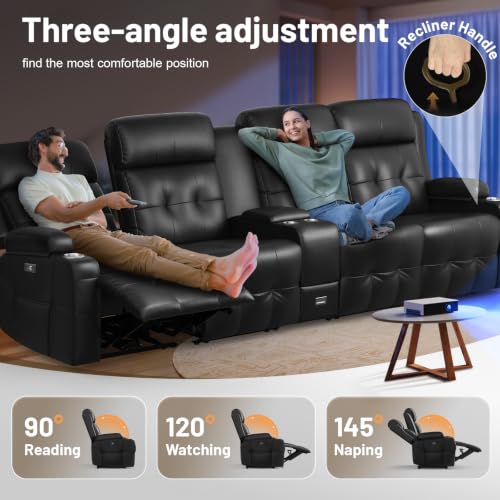 Image of RV Loveseat Recliner Sofa, Home Theater Seating with Console & Massage
