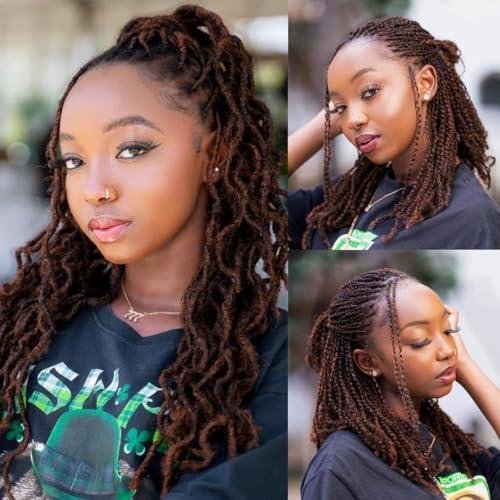 Pelo humano afro Kinkys marrón de 40 cm para extensiones y reparación de rastas 4