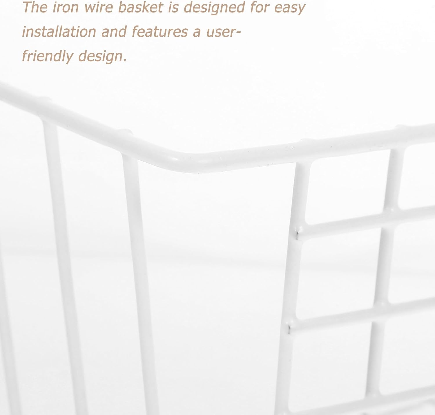 White Iron Wall Hanging Wire Basket with User-Friendly Design and Easy Installation for Home and Craft Storage Organization