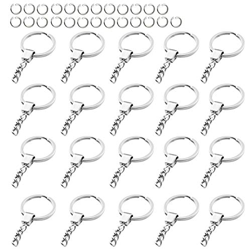 25 Piezas Llavero Anillos Cadena Anillas 30 mm de Diámetro Anillo de Llavero Cadena Llavero para Llaves Manualidades(Plata) Cover