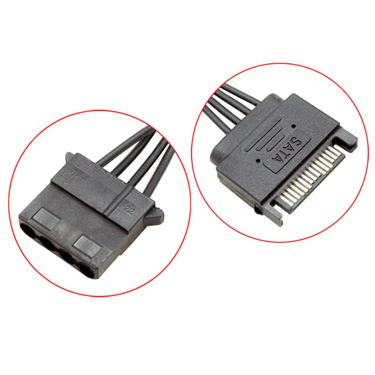 Cable de alimentación Molex SATA a IDE, 15 pines SATA macho a 4 pines Molex IDE LP4 hembra Cable de alimentación para unidad de disco duro de computadora, disco duro HHD SSD DVD RW, unidad 3
