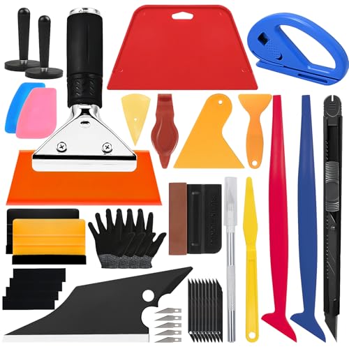 Seconero 37Pcs Car Tint Kit with Multiple Vinyl Squeegees & Scrapers, Window Film Application Kit, DIY Car Window Tinting Tools, Vehicle Vinyl Wrap Equipment
