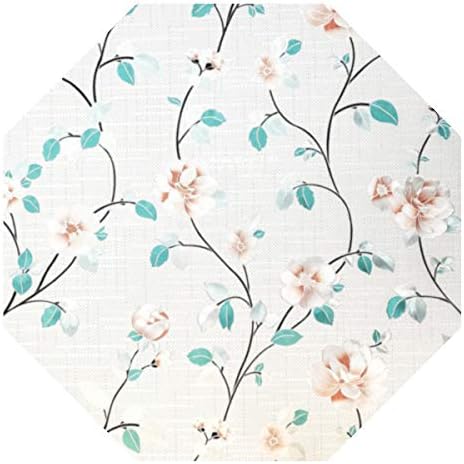 Autotech Park Película octágono precortada para ventana, diseño de flor de flores, adhesivo autoestático, 22 pulgadas de ancho