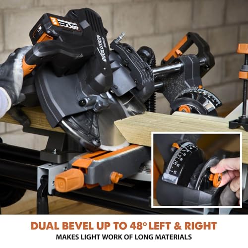 Evolution R255SMS-DB-Li Cordless Dual Bevel Sliding Miter Saw | 40V Brushless Motor | 48° Bevel, 50° Miter | Compact & Lightweight | Includes Multi-Material Blade, Battery & Charger thumbnail 6