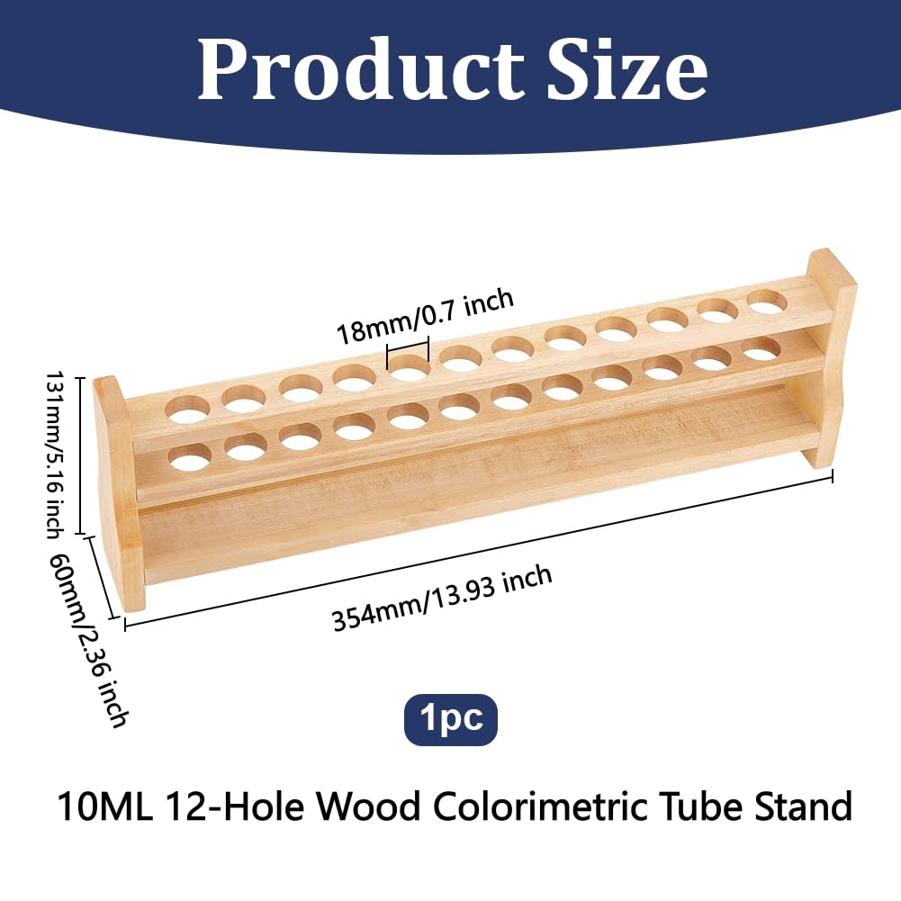 OLYCRAFT Rack per Provette in Legno 12 Fori 10ml Stand Espositivi 18mm Supporto Laboratorio