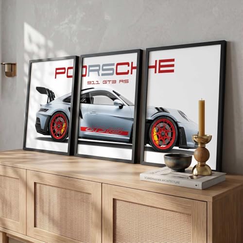 Image of kotart Big Sports Cars Framed Posters Gift Items for Boys Room Wall Decoration Bedroom Living Room Office Studio Decor | Car Poster Frame for Wall Decor Set Of 3 Size (10 X 13 inch)