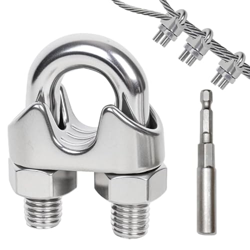 20 Pcs 5/32 inch Stainless Steel Wire Rope Cable Clamp Clips,Wire Rope Clamp for Various Commercial, Industrial, and Residential Projects (M4, 20)