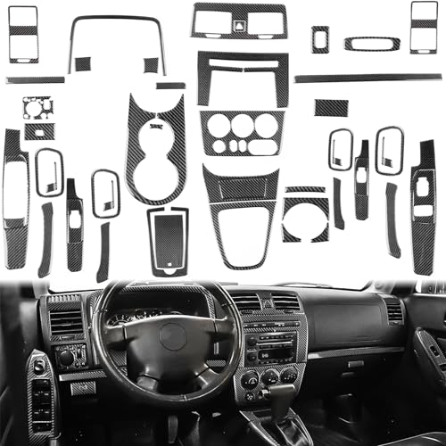 Generic Auto Interior Decoration Decal Trim Full Complement Sticker 50pcs Set Premium Sticker Real Quality Soft Carbon Fiber Interior Trim Accessories Compatible with Hummer H3 2006-2010 Black - A