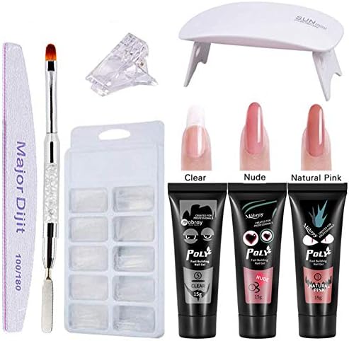 Poly Nail Extention Gel Kit Poly Gel 3 Nail Lamp False Nail Tips Kit Nail Extension Set Gel Nail Builder Enhancement Kit